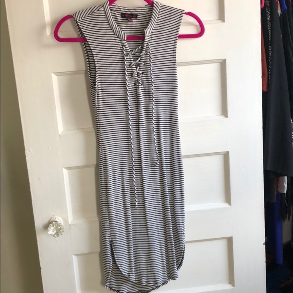 Slim fit black & white strip dress